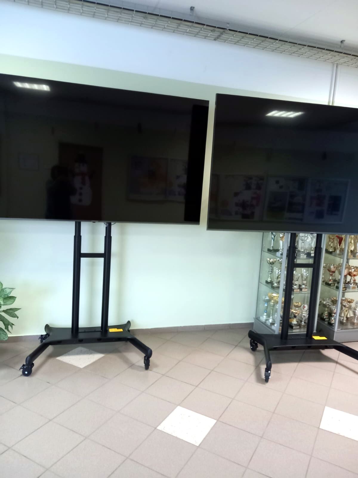 Divi lieli ekrāni uz mobilajiem statīviem